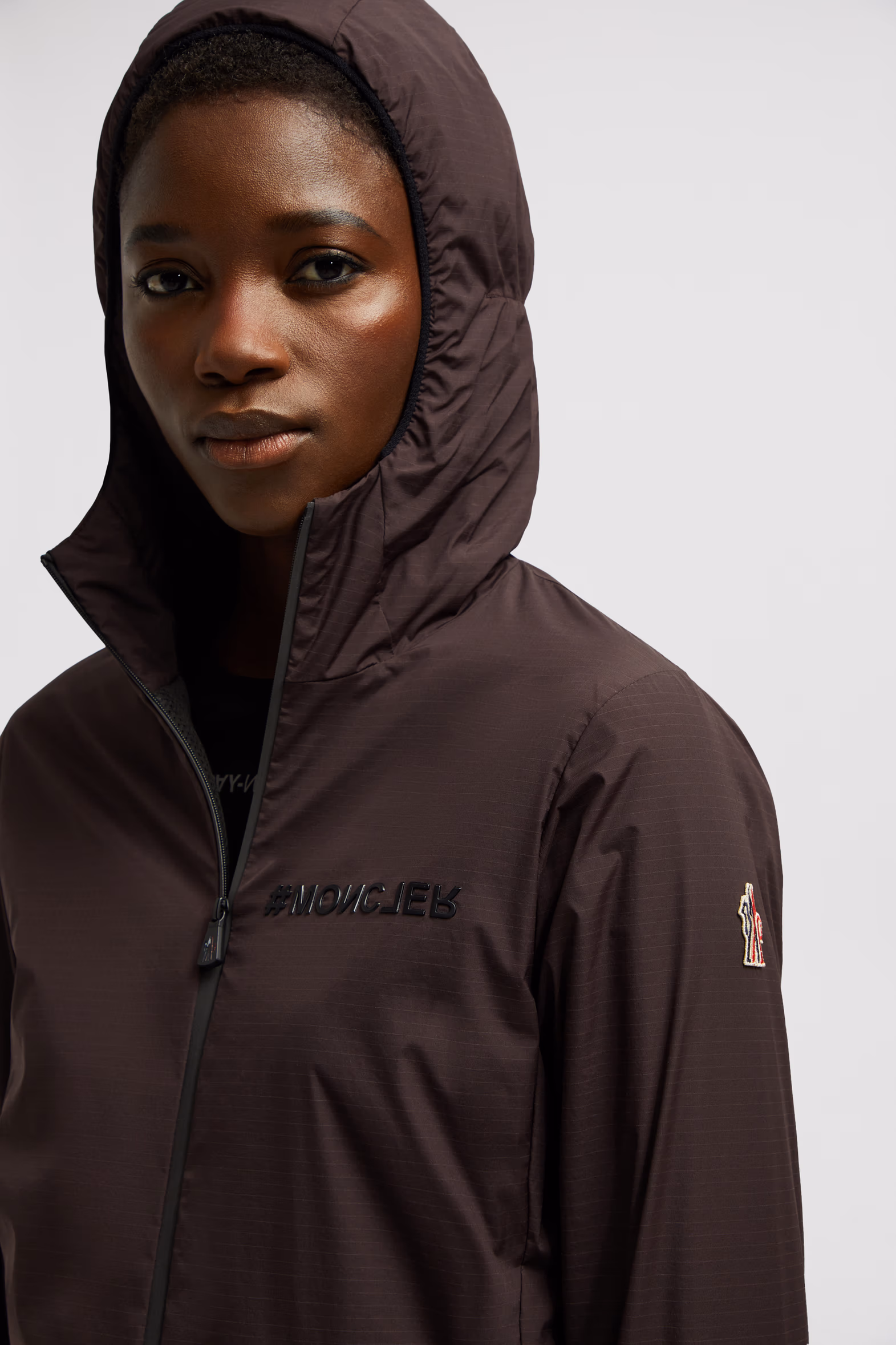 Mietres Packable Hooded Shell Jacket Women Dark Brown Moncler 4